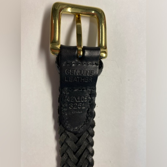 Braided Leather Black Belt, Unisex, Gold Buckle, Size 34 - Picture 4 of 8